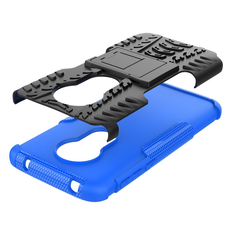 Anti-slip PC + TPU Hybrid Case with Kickstand for Motorola Moto G7 Play (EU Version) - Blue-8