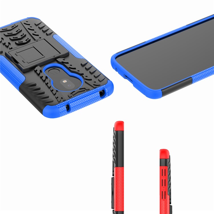 Anti-slip PC + TPU Hybrid Case with Kickstand for Motorola Moto G7 Play (EU Version) - Blue-9