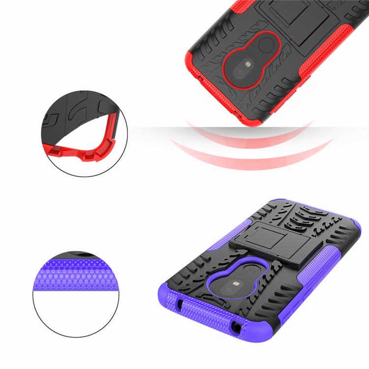 Anti-slip PC + TPU Hybrid Case with Kickstand for Motorola Moto G7 Play (EU Version) - Purple-9