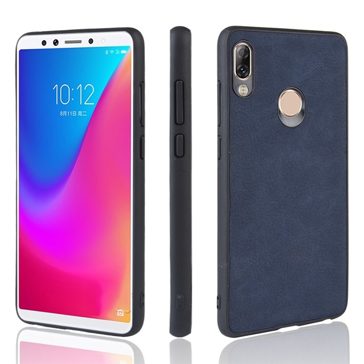 PU Leather Coated TPU + PC Back Phone Casing for Lenovo S5 Pro - Dark Blue-1
