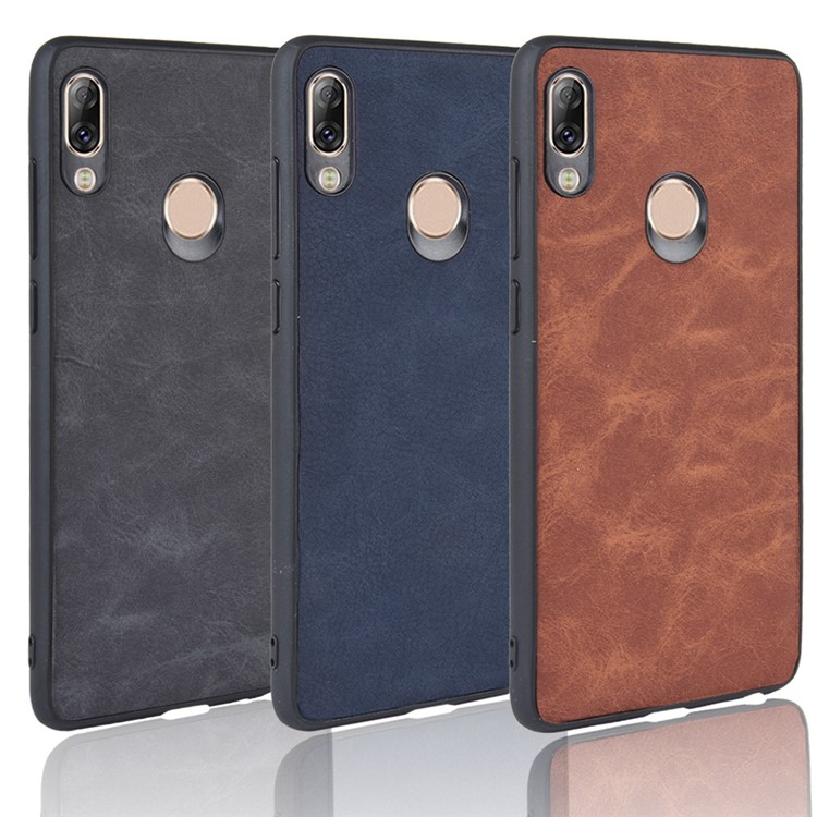 PU Leather Coated TPU + PC Back Phone Shell for Lenovo K5 Pro - Dark Grey-6