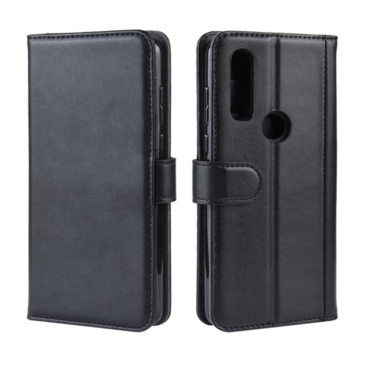 Estojo De Carteira De Couro Split Genuíno Para MOTO Poder P40 - Preto-2