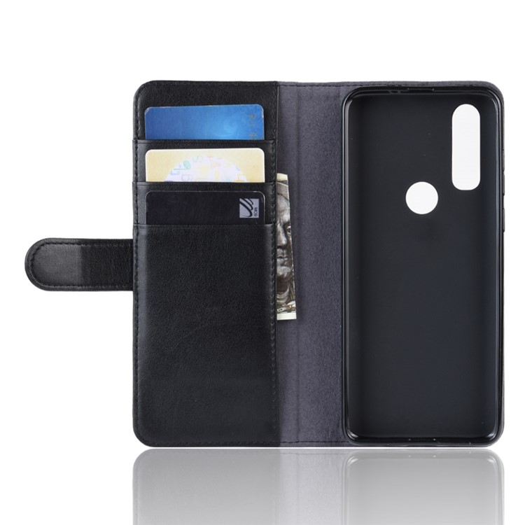 Estojo De Carteira De Couro Split Genuíno Para MOTO Poder P40 - Preto-5