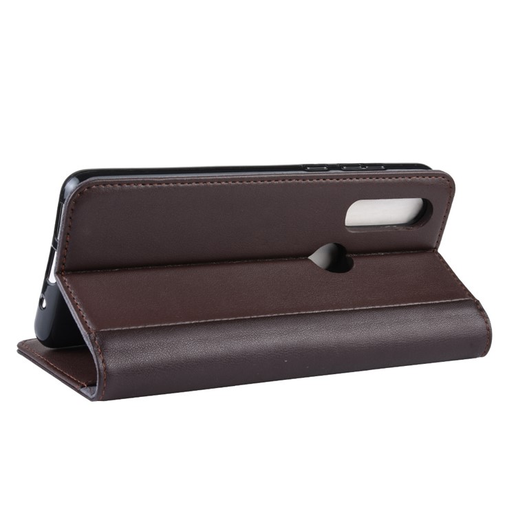 Genuine Split Leather Wallet Stand Case for MOTO P40 Power - Brown-7