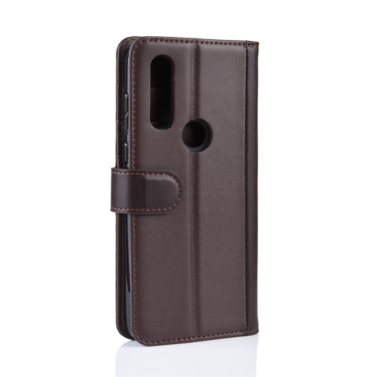 Genuine Split Leather Wallet Stand Case for MOTO P40 Power - Brown-8