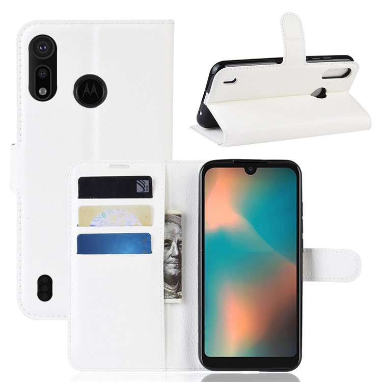 Кожаный Чехол-подставка Из Кожи Личи Для Motorola P40 Play - Белый-1