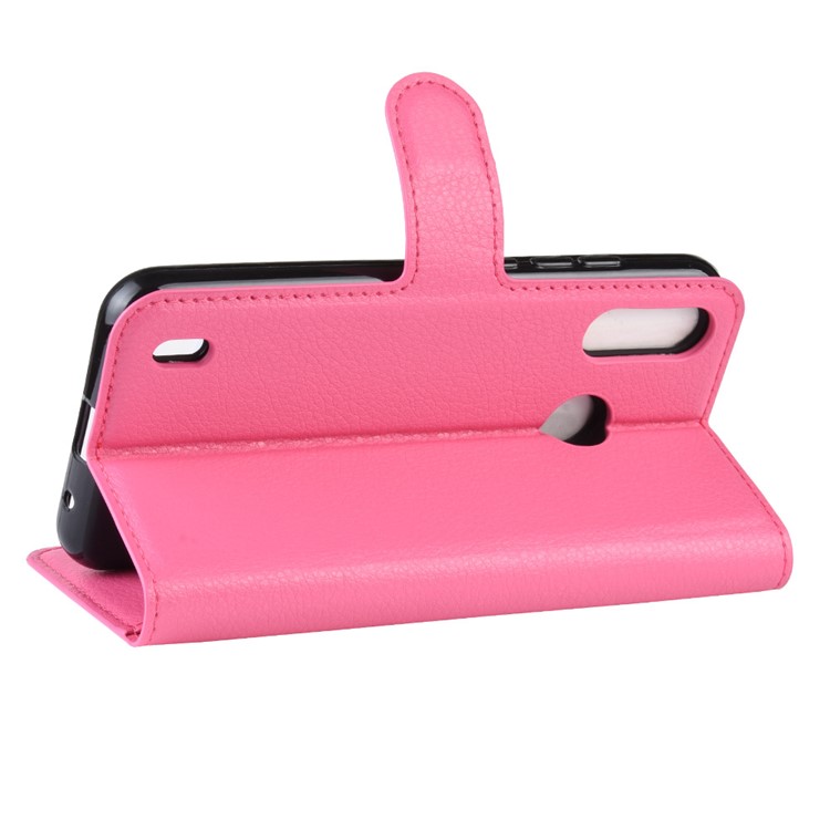 Litchi Skin Wallet Leather Stand Case for Motorola P40 Play - Rose-5