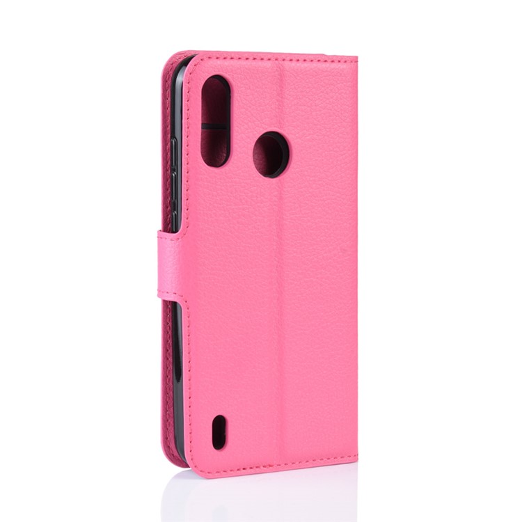 Litchi Skin Wallet Leather Stand Case for Motorola P40 Play - Rose-6