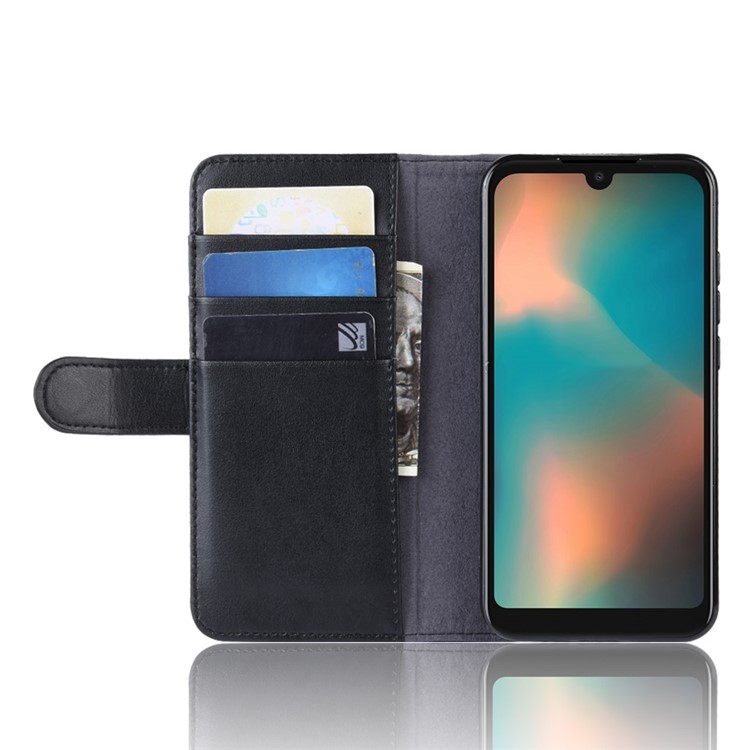 Split Leather Mobile Phone Case Cover for Motorola P40 Play - Black-5