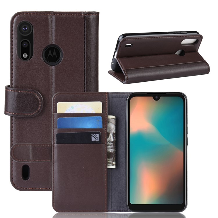 Handytasche Aus Spaltleder Für Motorola P40 Play - Kaffee-1