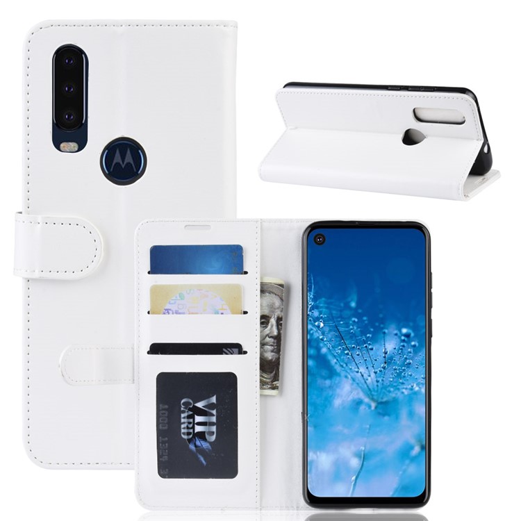 Crazy Horse Wallet Leather Stand Case for Motorola P40 Power - White-1