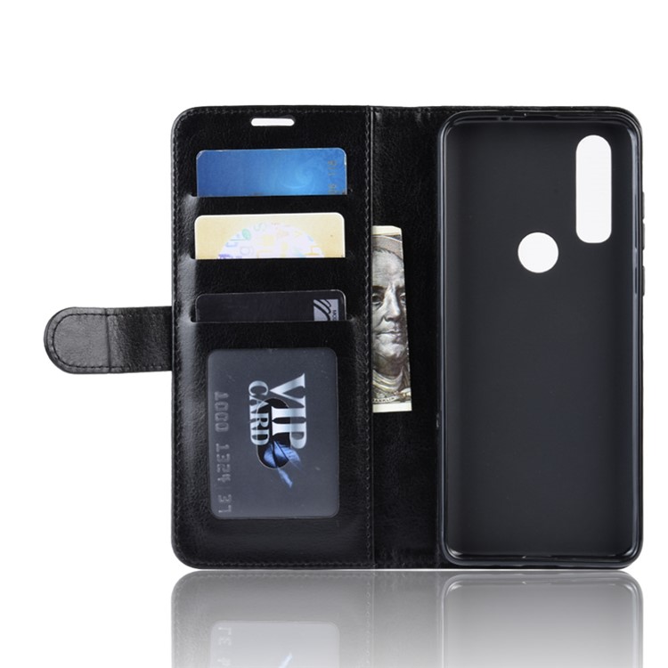 Crazy Horse Wallet Leather Stand Case for Motorola P40 Power - Black-4