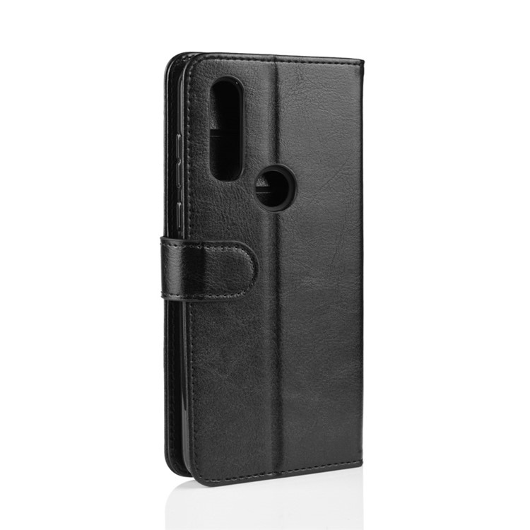 Crazy Horse Wallet Leather Stand Case for Motorola P40 Power - Black-7