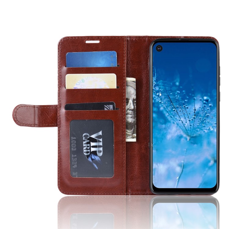 Crazy Horse Wallet Leather Stand Case for Motorola P40 Power - Brown-5