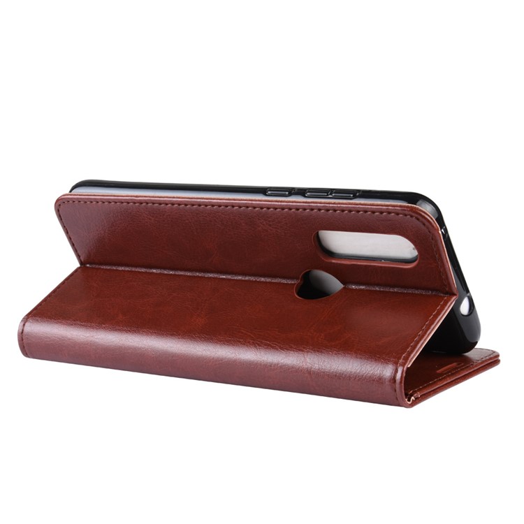 Crazy Horse Wallet Leather Stand Case for Motorola P40 Power - Brown-6