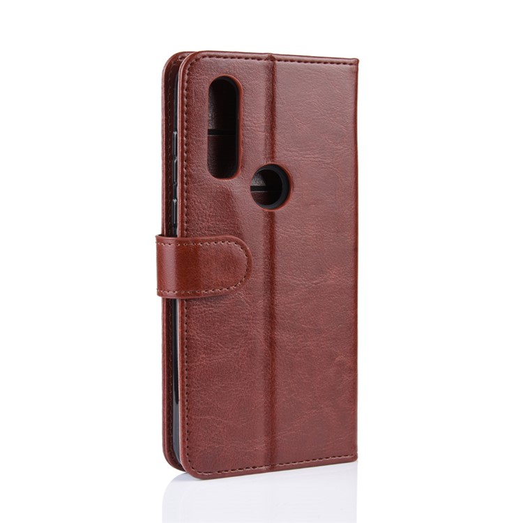 Crazy Horse Wallet Leather Stand Case for Motorola P40 Power - Brown-7