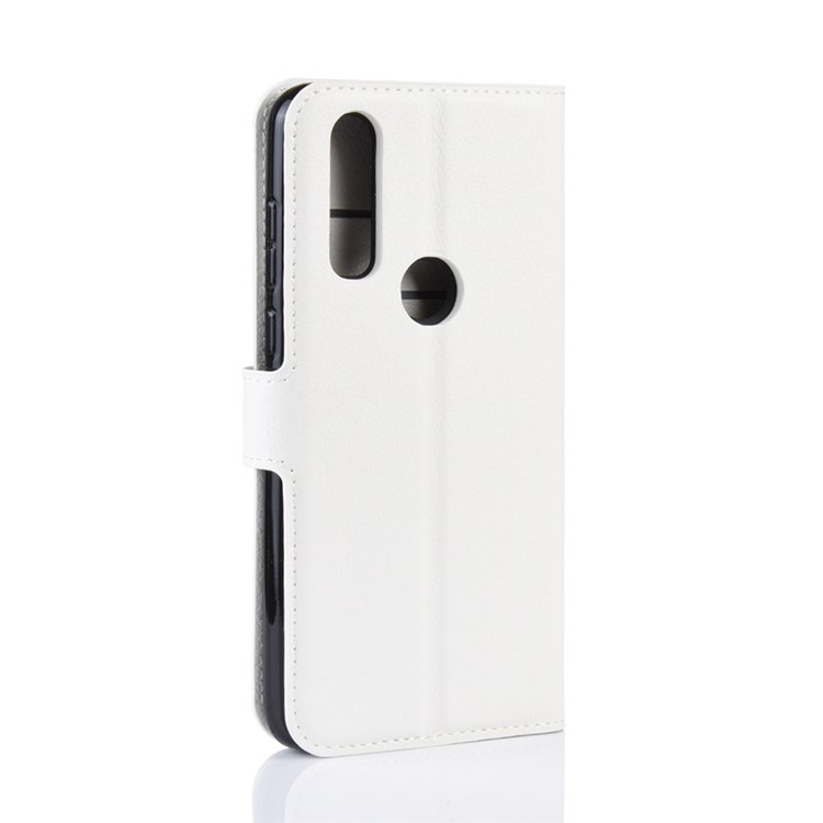 Litchi Skin Wallet Leather Stand Case for Motorola P40 Power - White-6