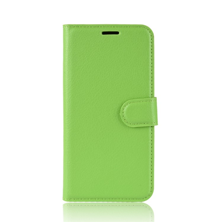 Litchi Skin Wallet Leather Stand Case for Motorola P40 Power - Green-2