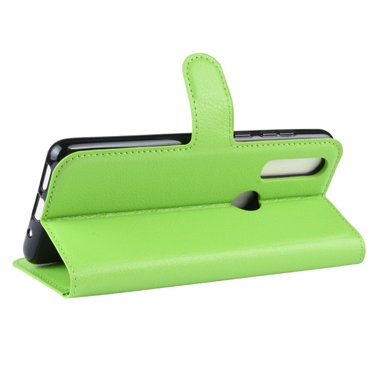 Litchi Skin Wallet Leather Stand Case for Motorola P40 Power - Green-5