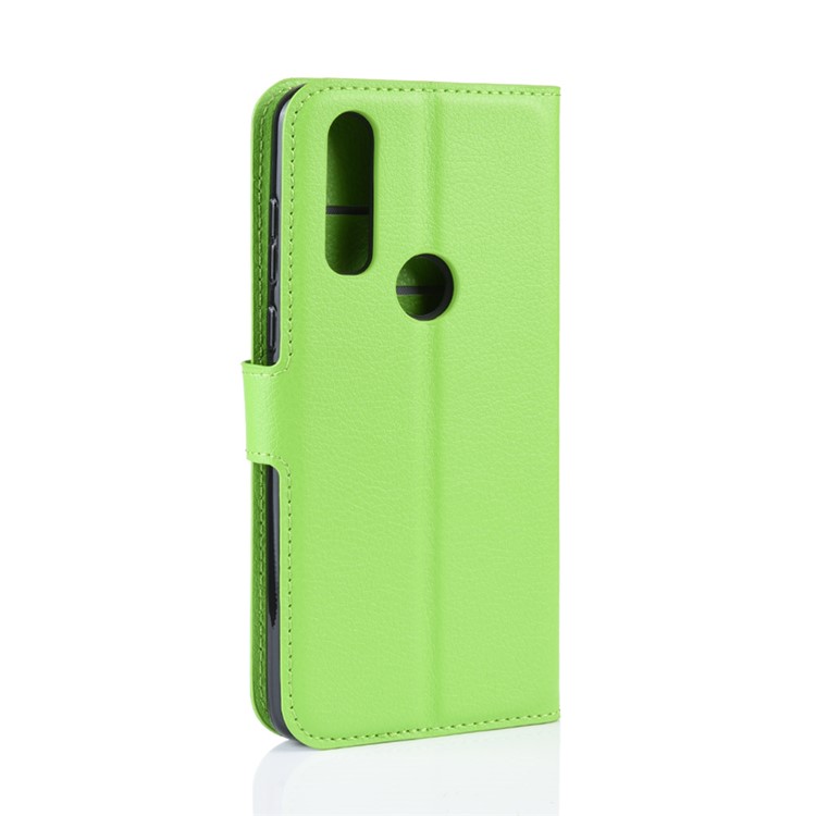 Litchi Skin Wallet Leather Stand Case for Motorola P40 Power - Green-6