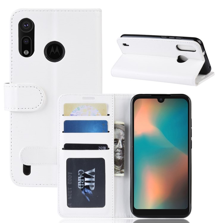 Crazy Horse Wallet Leather Stand Case for Motorola P40 Play - White-1