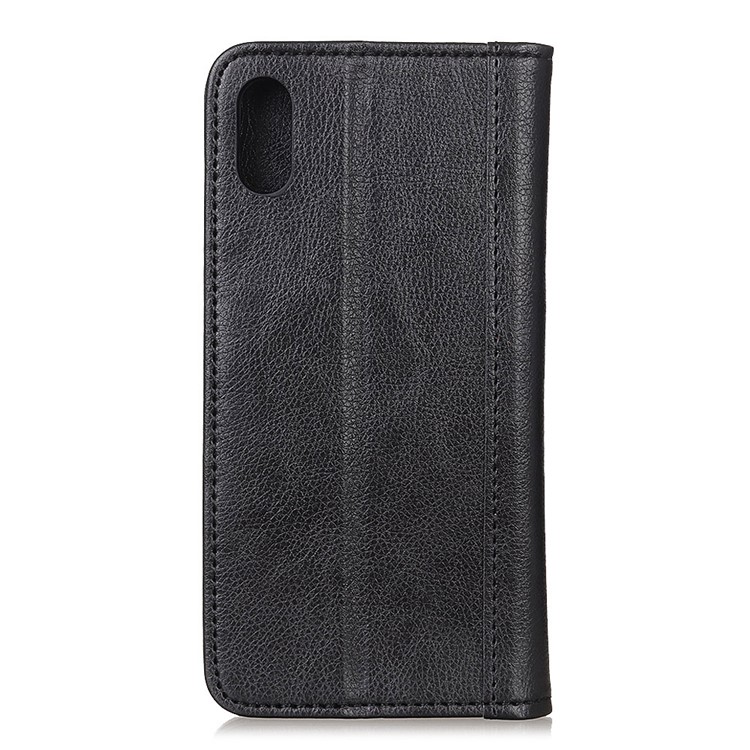 Auto-absorbed Litchi Texture Split Leather Phone Cover for Motorola Moto E6 - Black-3