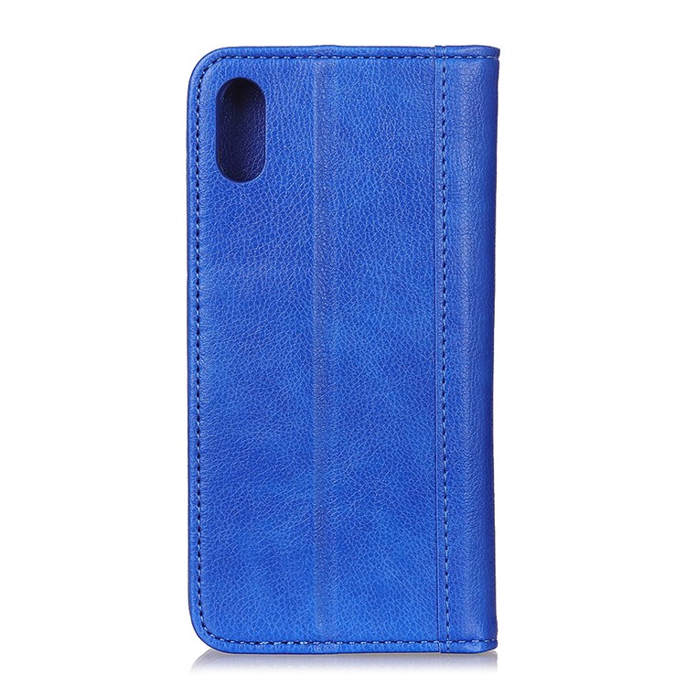 Auto-absorbed Litchi Texture Split Leather Phone Cover for Motorola Moto E6 - Dark Blue-3