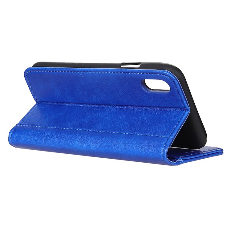 Auto-absorbed Litchi Texture Split Leather Phone Cover for Motorola Moto E6 - Dark Blue-4