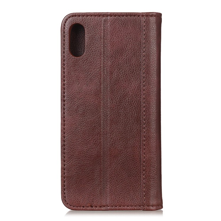 Auto-absorbed Litchi Texture Split Leather Phone Cover for Motorola Moto E6 - Brown-3