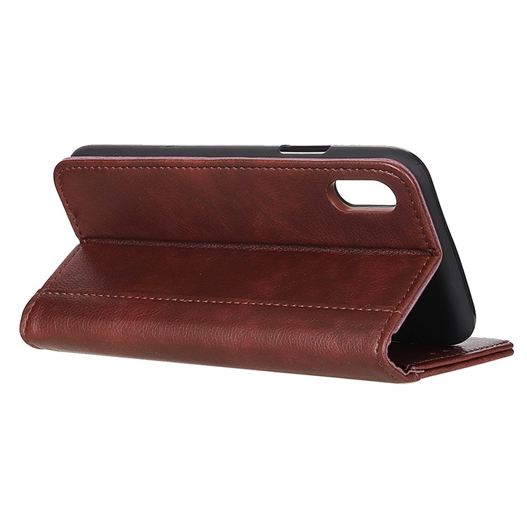 Auto-absorbed Litchi Texture Split Leather Phone Cover for Motorola Moto E6 - Brown-4