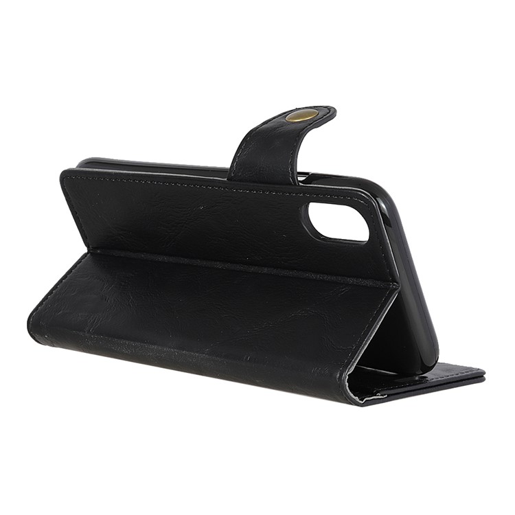 S Forma Cavalo Louco Carteira De Couro Ficar Tampa Para Motorola Moto E6 - Preto-4