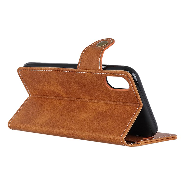 S-shape PU Leather Stand Wallet Phone Shell Cover for Motorola Moto E6 - Brown-3