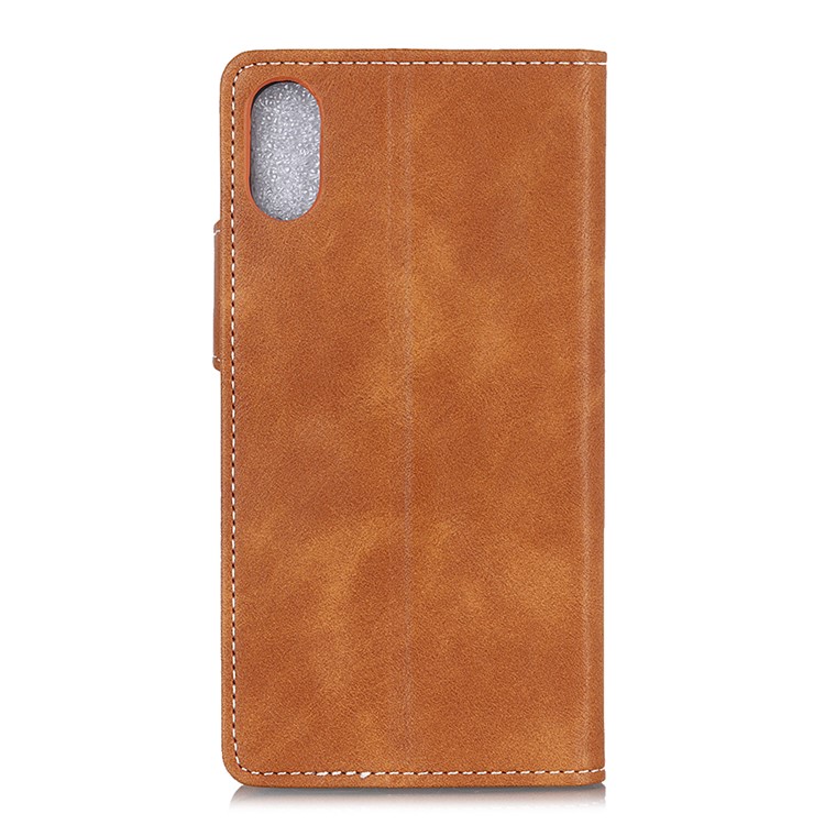 S-shape PU Leather Stand Wallet Phone Shell Cover for Motorola Moto E6 - Brown-4