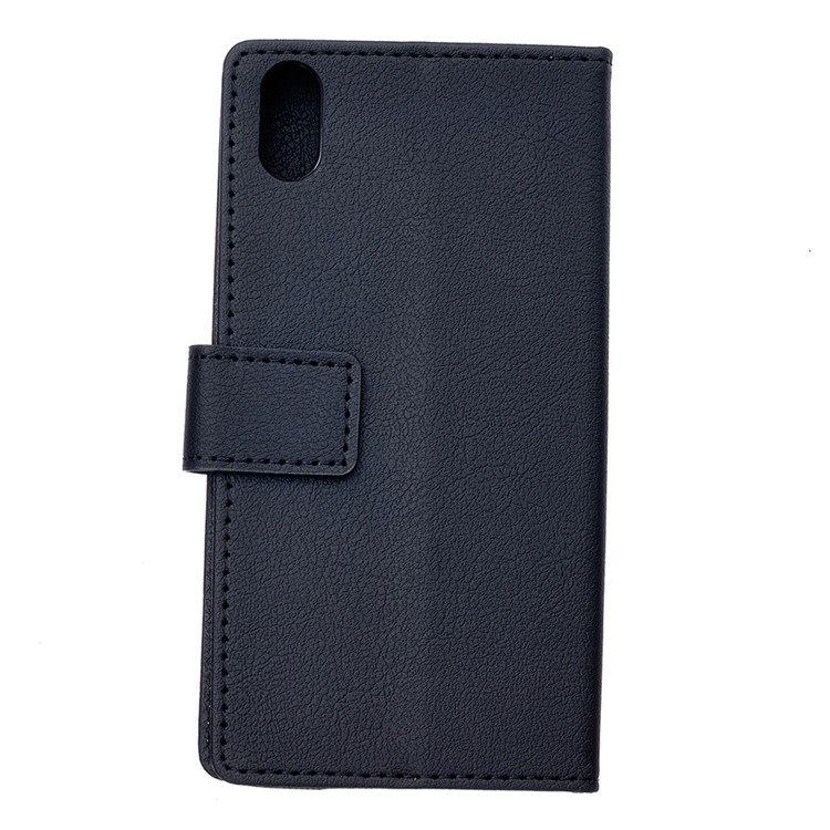 Leather Wallet Stand Phone Cover for Motorola Moto E6 - Black-3
