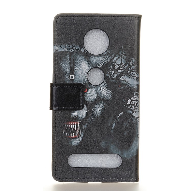 Pattern Printing Flip Leather Wallet Stand Phone Case for Motorola Moto Z4 - Cruel Wolf-4