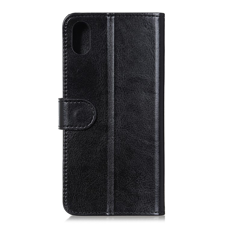 Crazy Horse Leather Wallet Phone Case for Motorola Moto E6 - Black-3