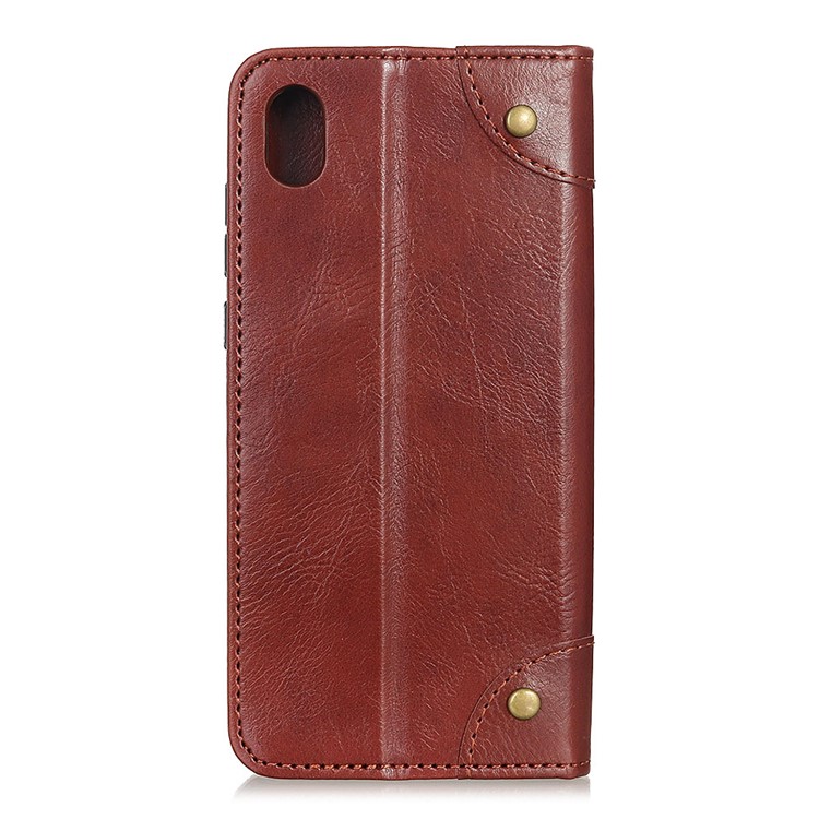 Crazy Horse Auto-absorbed Split Leather Wallet Phone Case for Motorola Moto E6 - Red-10