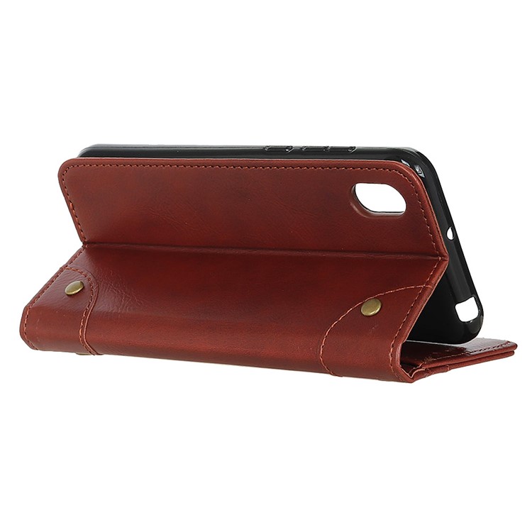 Crazy Horse Auto-absorbed Split Leather Wallet Phone Case for Motorola Moto E6 - Red-11
