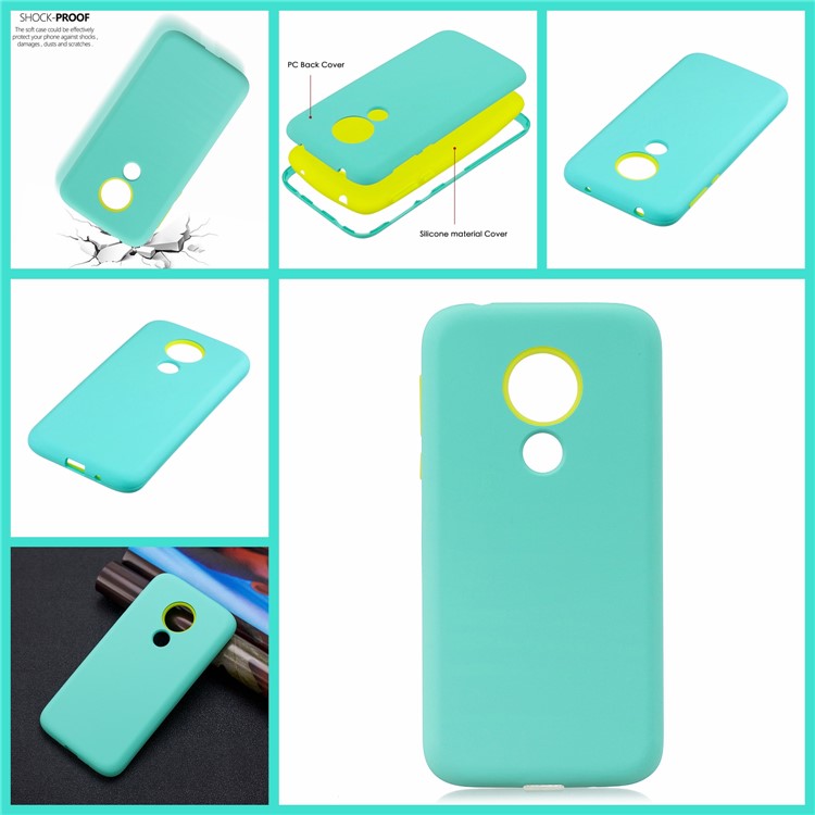 Shock-proof PC+Solicone Detachable 2-in-1 Rubberized Hybrid Back Case for Motorola Moto G7 Power - Cyan-8