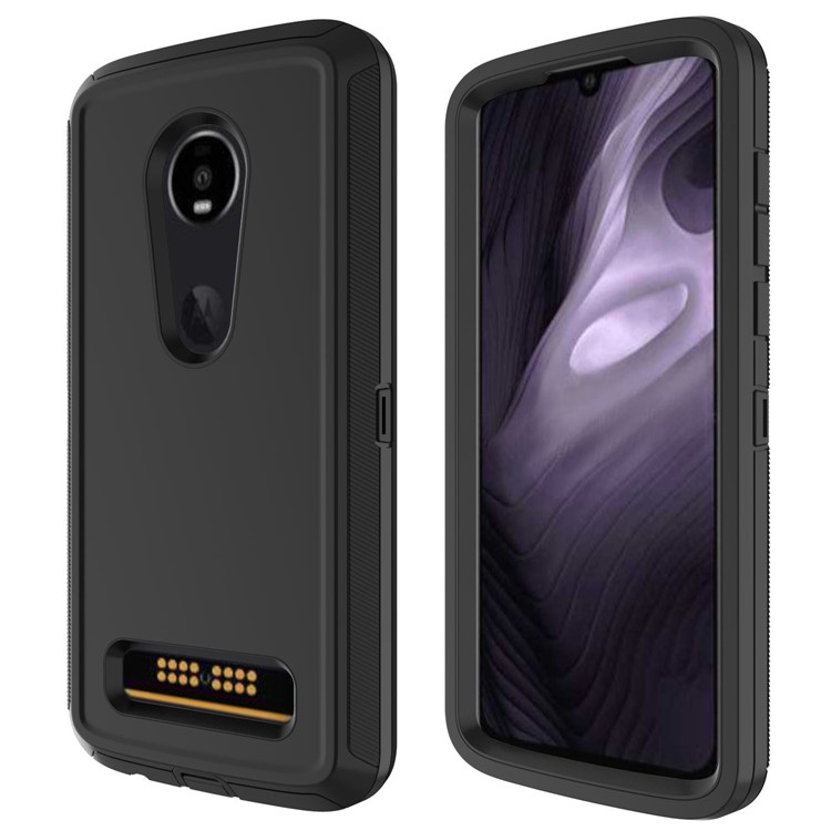 Detachable Shockproof Drop-proof Dust-proof PC + TPU Hybrid Shell for Moto Z4 Play - All Black-1