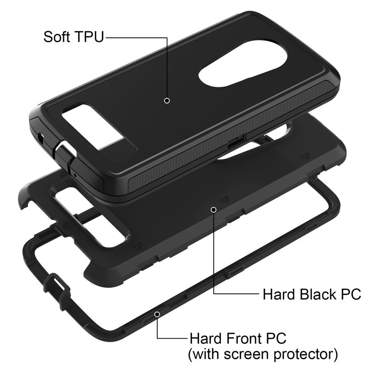 Detachable Shockproof Drop-proof Dust-proof PC + TPU Hybrid Shell for Moto Z4 Play - All Black-3