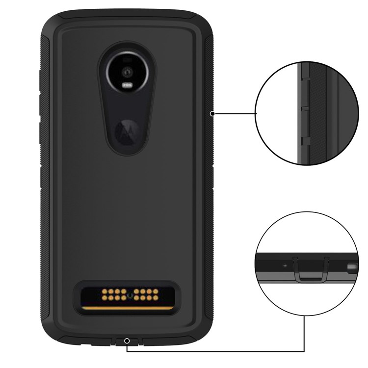 Detachable Shockproof Drop-proof Dust-proof PC + TPU Hybrid Shell for Moto Z4 Play - All Black-4