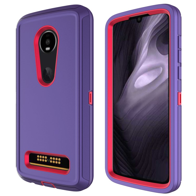 Detachable Shockproof Drop-proof Dust-proof PC + TPU Hybrid Shell for Moto Z4 Play - Purple / Red-1
