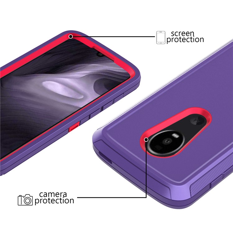 Detachable Shockproof Drop-proof Dust-proof PC + TPU Hybrid Shell for Moto Z4 Play - Purple / Red-2