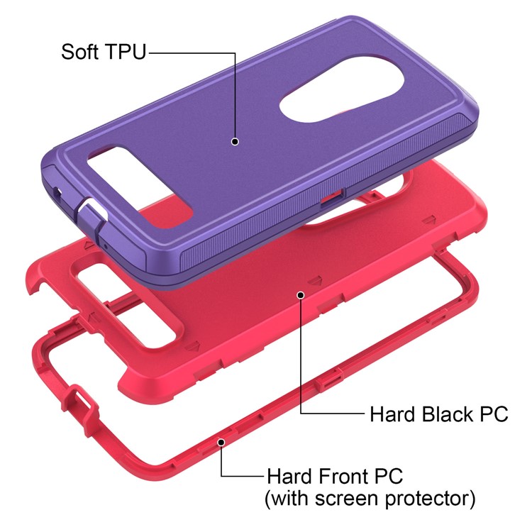 Detachable Shockproof Drop-proof Dust-proof PC + TPU Hybrid Shell for Moto Z4 Play - Purple / Red-3