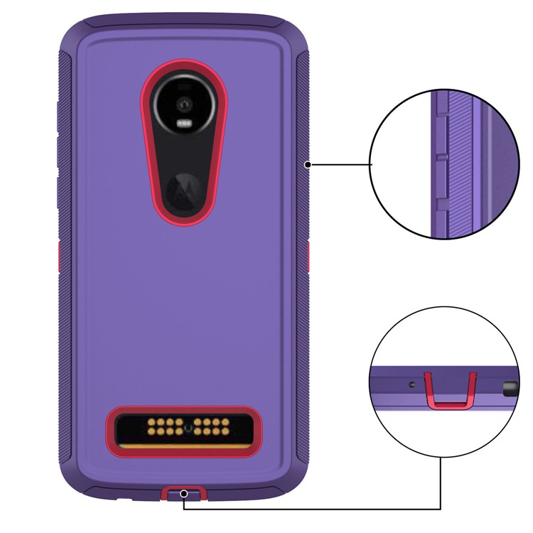 Detachable Shockproof Drop-proof Dust-proof PC + TPU Hybrid Shell for Moto Z4 Play - Purple / Red-4
