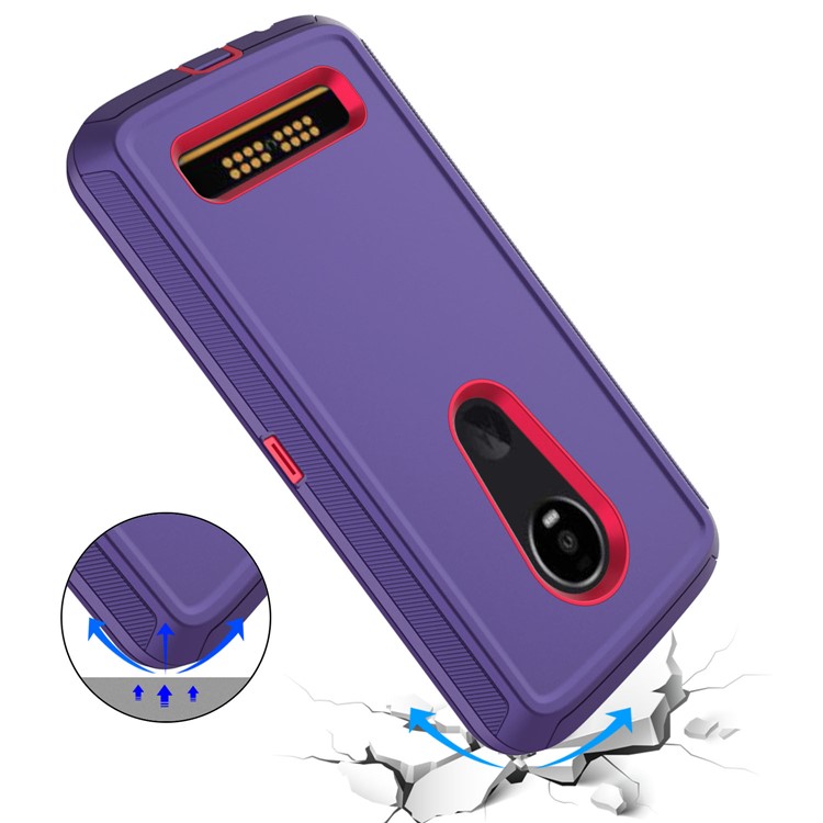 Detachable Shockproof Drop-proof Dust-proof PC + TPU Hybrid Shell for Moto Z4 Play - Purple / Red-5