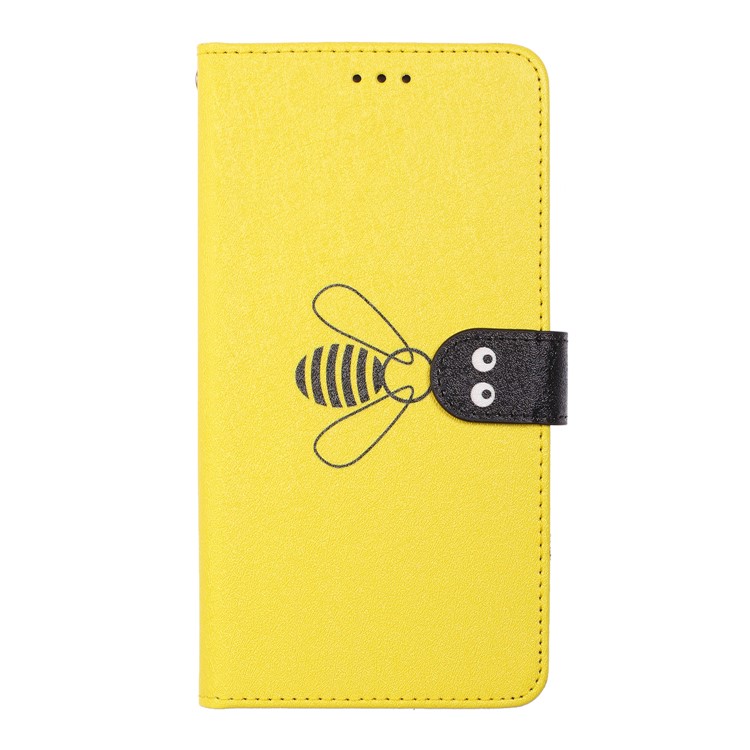 Bee Pattern Silk Texture Leather Wallet Case for Motorola Moto G7 Play (EU Version) - Yellow-2