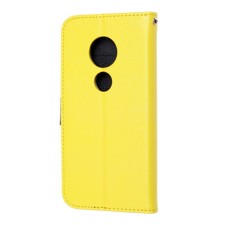 Bee Pattern Silk Texture Leather Wallet Case for Motorola Moto G7 Play (EU Version) - Yellow-4