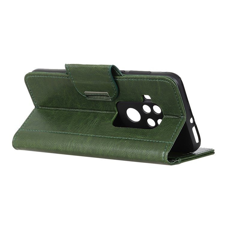 PU Leather Wallet Stand Cover Case for Motorola One Zoom - Green-11
